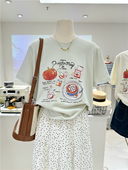 复古夏季 新款 南瓜印花宽松显瘦短袖 纯棉美式 T恤女上衣休闲半袖 tee