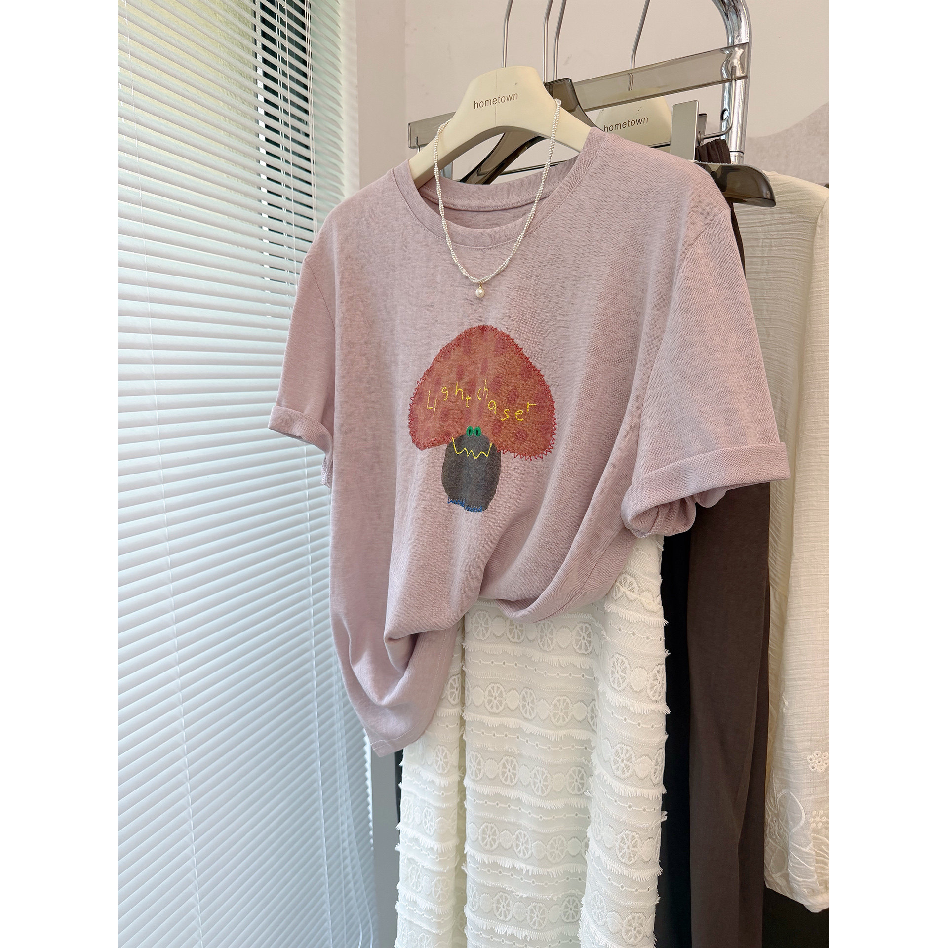 雪花棉刺绣字母短袖T恤女夏季tee图片
