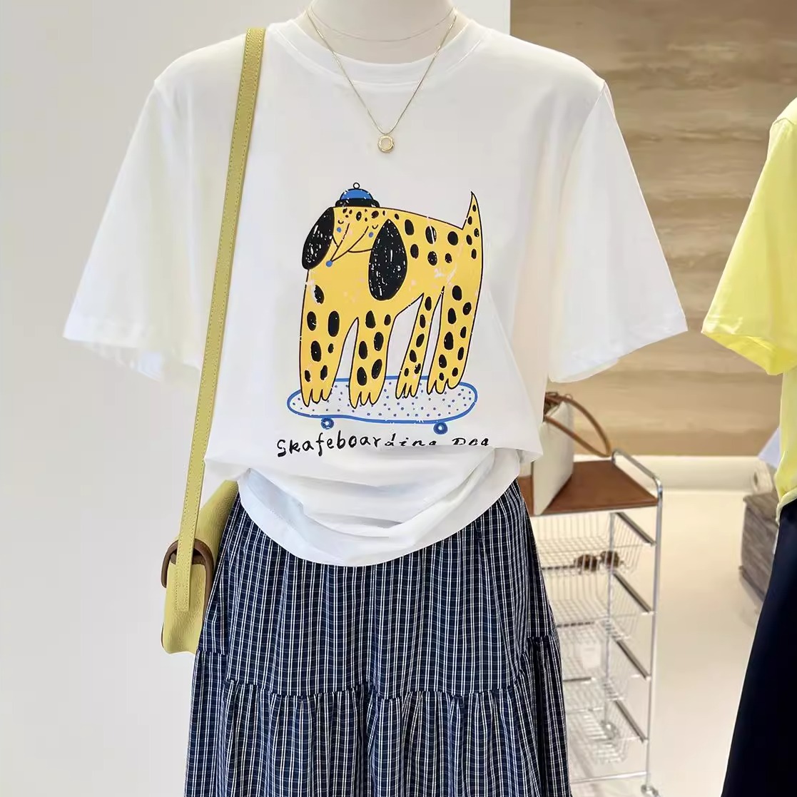 纯棉2025夏季宽松短袖T恤女上衣
