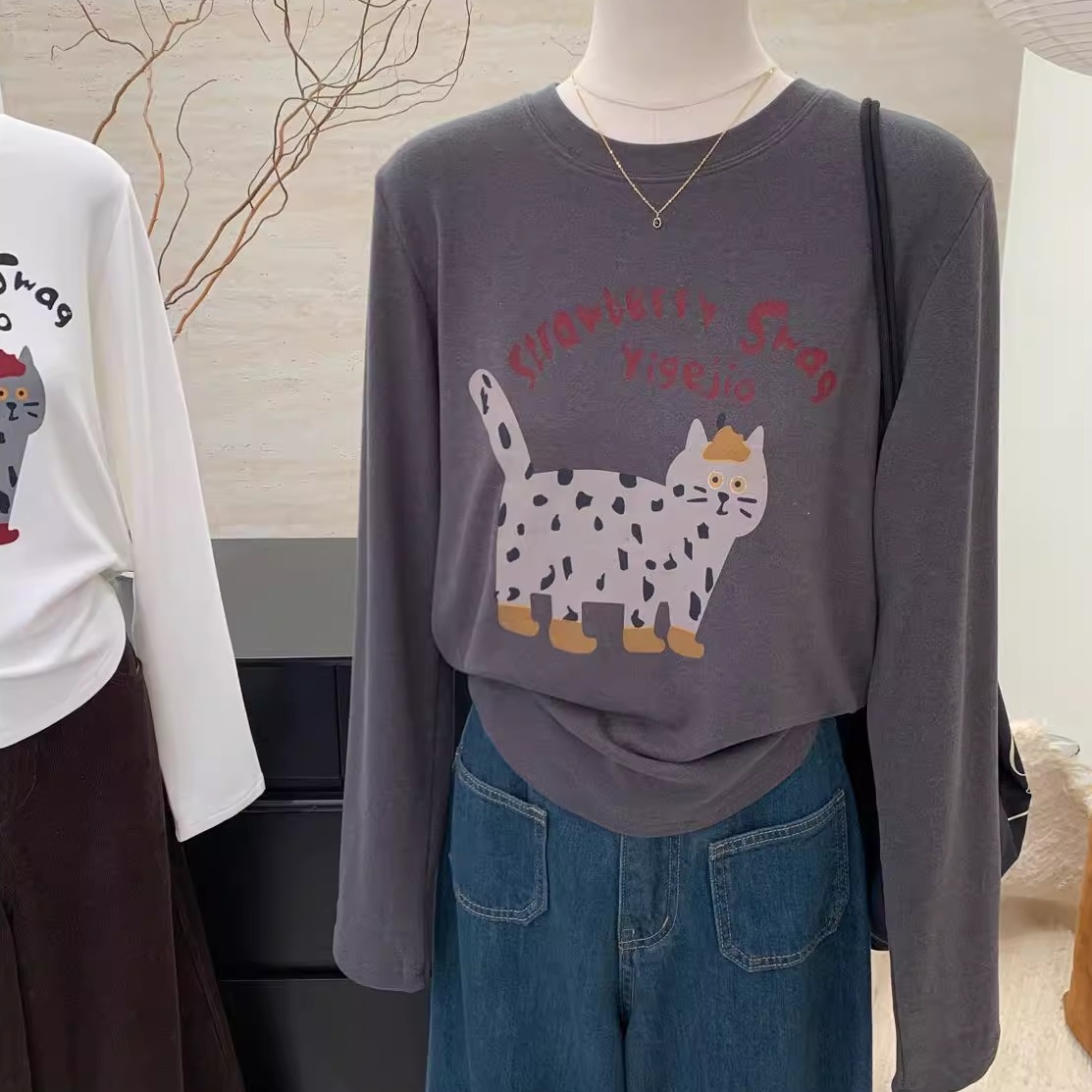 保暖长袖t恤女秋冬打底衫上衣tee