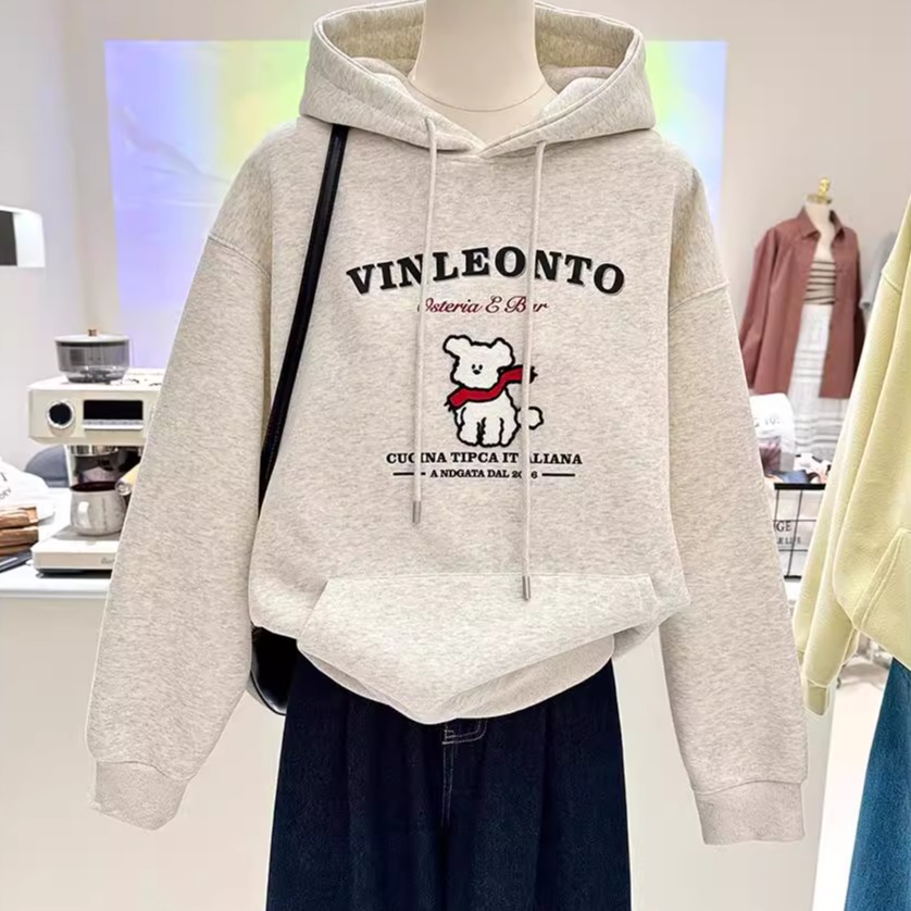 2025春秋新款宽松连帽卫衣女外套