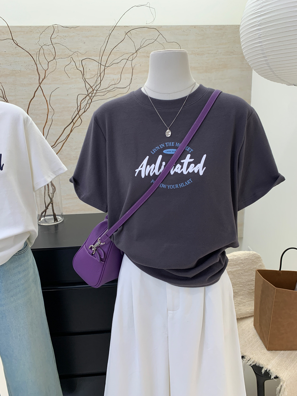 100%纯棉短袖t恤女夏季宽松上衣