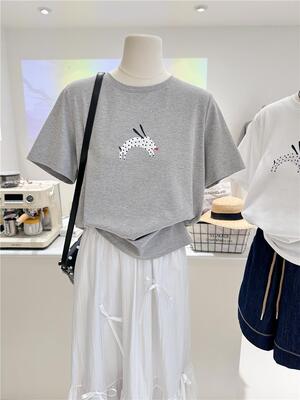 100%纯棉短袖t恤女夏季宽松上衣
