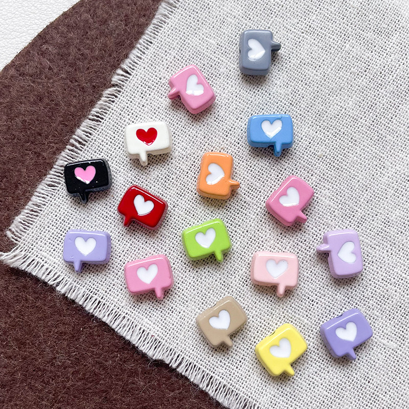 彩色爱心拼色画框讯息可爱DIY手工串珠合金烤漆散珠手链饰品配件