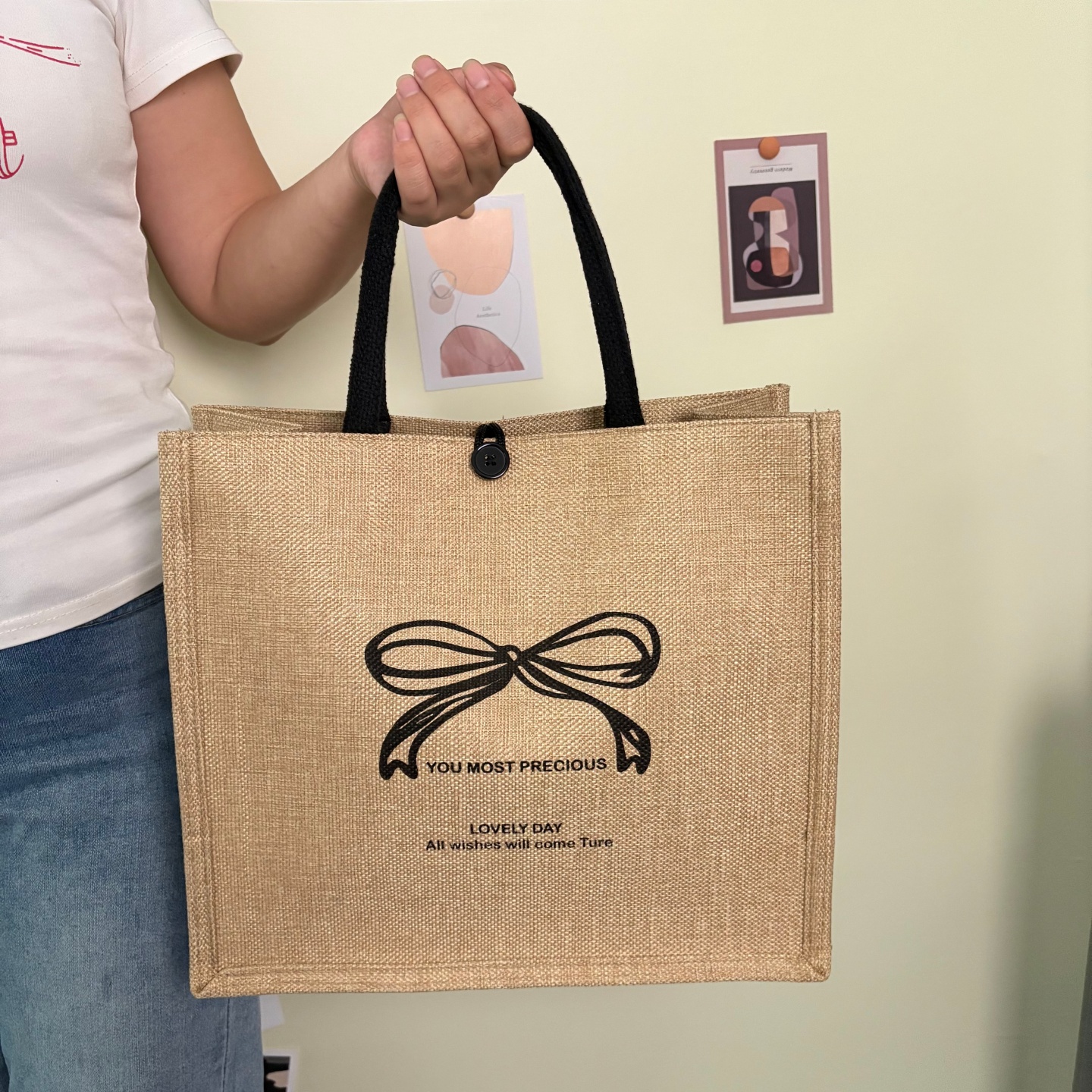 大容量通勤托特包麻布手提包