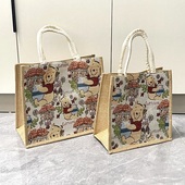 卡通维尼大容量托特包上班通勤帆布手提袋 麻布包包女手提包24新款