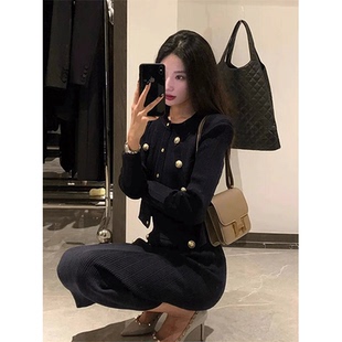 高级感气质名媛法式小香风针织连衣裙女秋冬小个子高冷御姐风套装