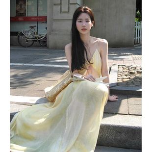 海边度假风垂坠感廓形吊带裙肌理感沙滩裙 小众设计师连衣裙女夏季