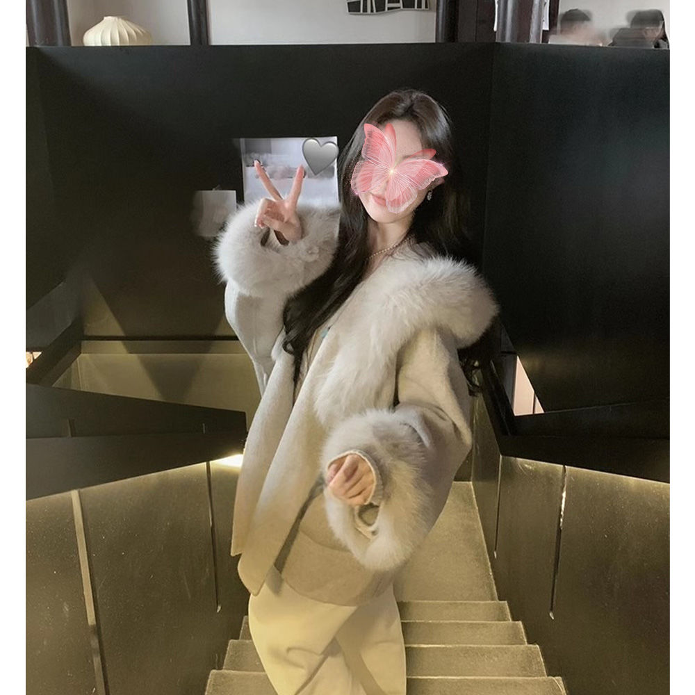 慵懒千金气质仿狐狸毛领
