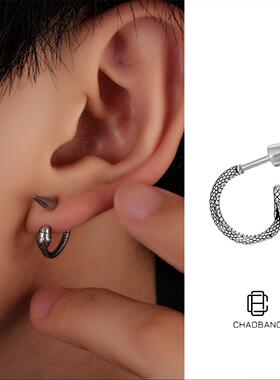 龙头耳饰圆锥蛇形痞帅钛钢耳钉男个性夸张尖刺朋克风街头饰品女