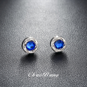 蓝锆石磁吸耳夹男无耳洞耳饰时尚 小众设计耳钉高级感嘻哈饰品 个性
