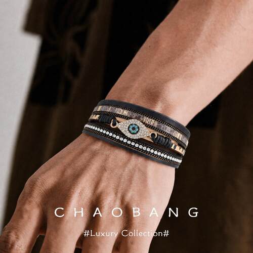 CHAOBANG 恶魔之眼手环男款波西米亚风男士手环轻奢个性百搭配饰