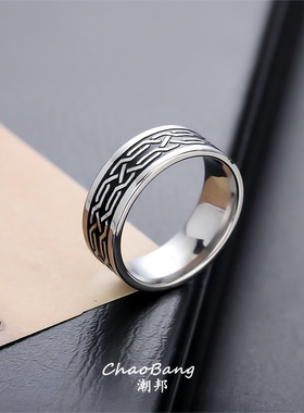 钛钢戒指复古维京戒指男不掉色简约指环个性饰品时尚简约对戒轻奢