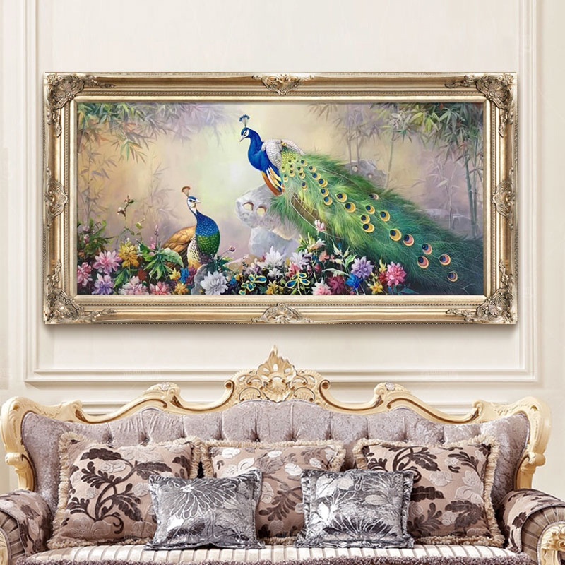 新款钻石画满钻客厅大幅花开富贵孔雀点钻十字绣砖石秀5d欧式