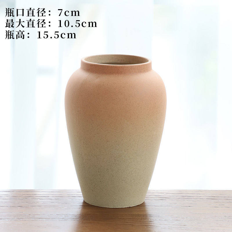 大口径花器素烧陶瓷水培花瓶摆件陶罐复古民宿新中式简约家居摆件