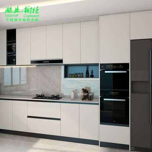 不锈钢橱柜定制简约智能家居吊柜地柜家用厨房组合柜一体厂家置物