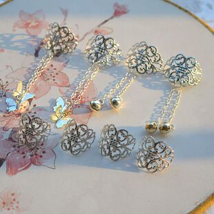 发扣古风宋明制汉服发饰头饰点缀流苏发环扎高马尾夹束发配饰夹子