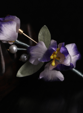 【双珠鸢尾】国风非遗绒花胸针女汉服旗袍鸢尾花饰品送礼物胸花