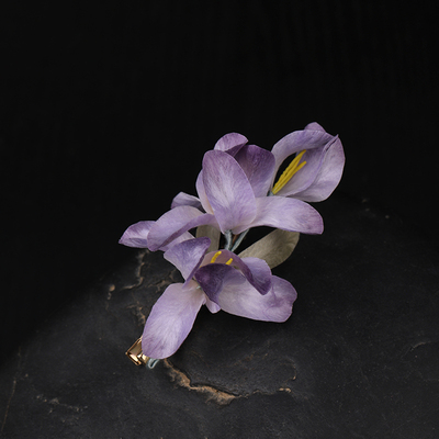 【紫双燕尾蓝】非遗手工绒花发夹女高级感独特国风汉服大衣配饰