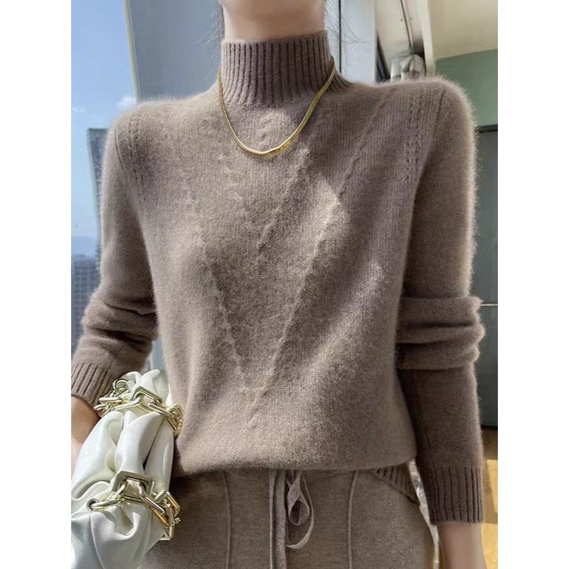 进口羊绒毛衣女25秋冬新款半高领打底衫加厚纯色针织衫内搭上衣宽