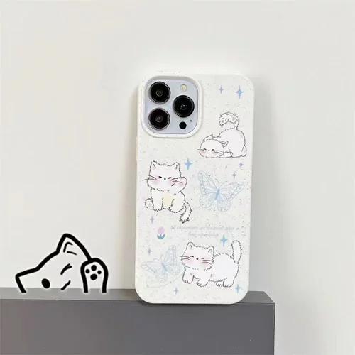 蝴蝶猫咪适用16promax苹果手机壳iphone15日韩14pro可爱13防摔12