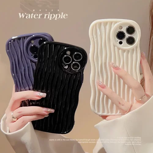 波浪水纹12适用14promax苹果手机壳iphone13防摔XS软壳8p纯色11/X