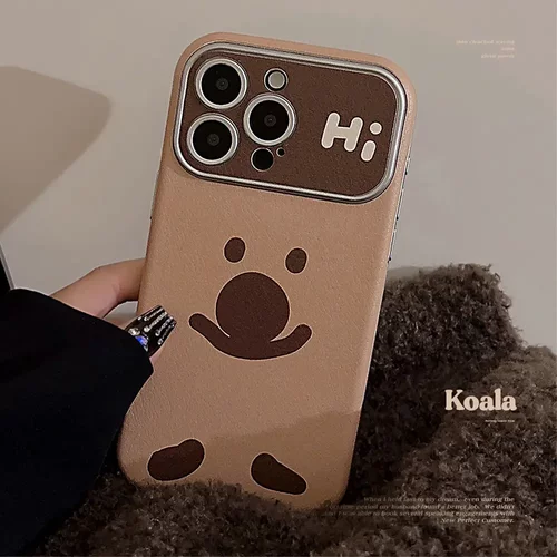 韩系ins风考拉适用iphone16苹果15手机壳13pro max可爱11皮质套12