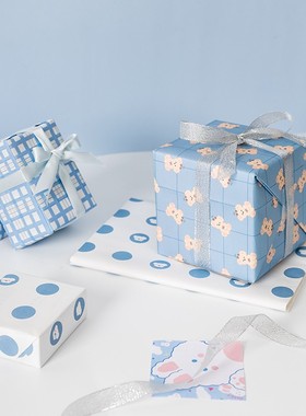 本小姐礼物包装纸礼品纸生日礼物打包纸大尺寸儿童书皮纸包书纸蓝色礼品包装纸红色包礼物纸新年包装纸高级感