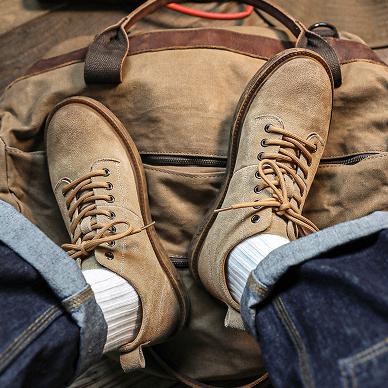 马丁靴秋季男中帮皮鞋男2025新款翻毛真皮透气复古休闲百搭工装靴,流行男鞋,马丁靴,淘宝优惠券,粉丝福利购,淘宝优惠卷