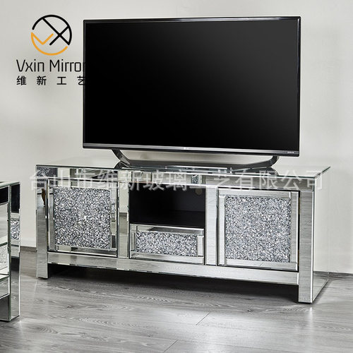 跨境镜面电视柜现代简约落地柜客厅酒店墙柜轻奢墙壁柜tv cabinet