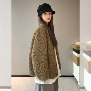 独特漂亮巨好看 初冬慵懒风高级感加厚羊羔毛绒绒有质感厚外套女