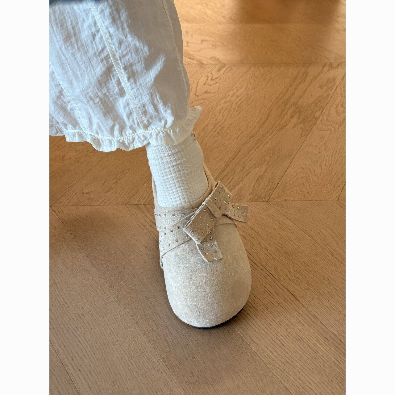 韩版铆钉蝴蝶结舒适勃肯女鞋