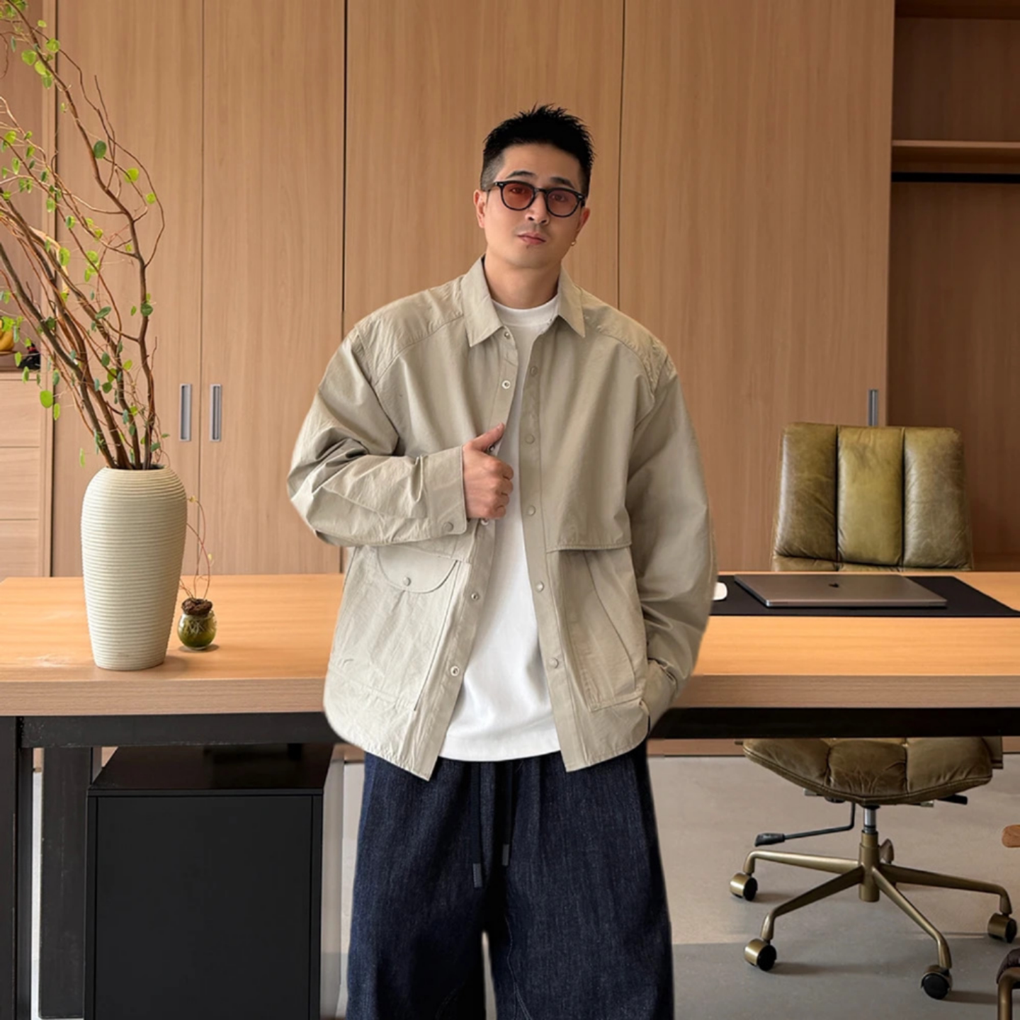 男士宽松松弛感时尚百搭翻领夹克