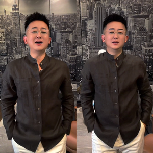 春季男士极简翻领修身透气衬衫