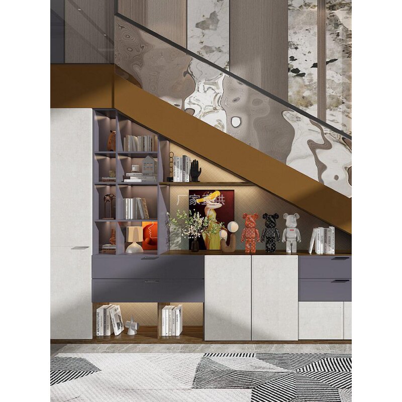 欧铂丽复式阁楼空间楼梯柜储藏间储物柜隔断柜书柜雅云蔓