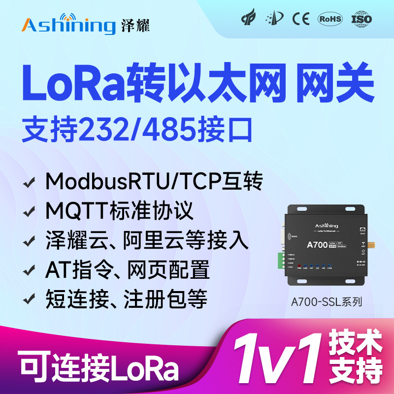 LoRa/485转以太网网关云服务器数传电台通信模块中继主从Modbus