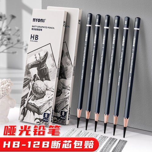 尼奥尼哑光素描铅笔美术生专用炭笔速写亚光软中硬碳绘画画笔6b8b14B不反光12比艺考试专用特浓素描工具套装