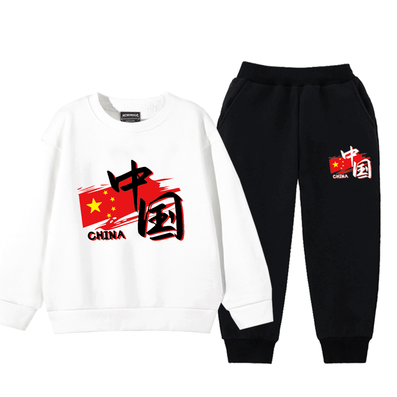 中国风纯棉两件套装秋冬加绒加厚