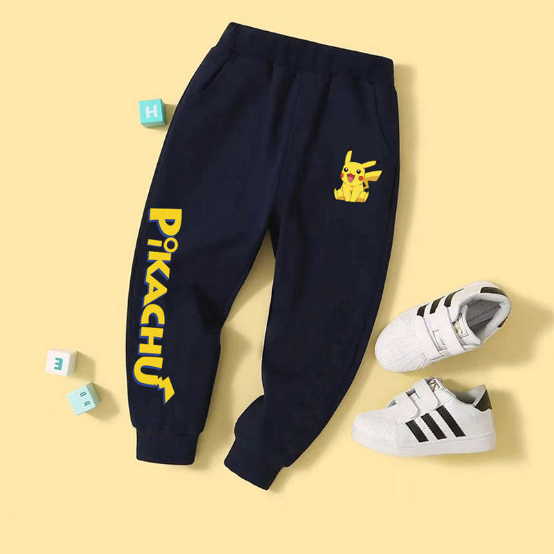 儿童裤子秋冬加绒2026新款男童女童皮卡丘运动休闲中大童长裤卫裤