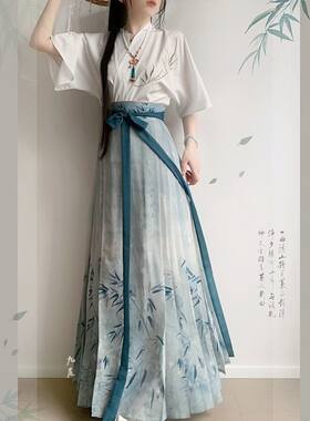 华贞记青竹吟原创汉服明制马面裙