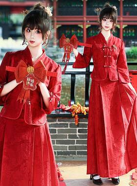 夏季薄款中式大码敬酒服改良汉服