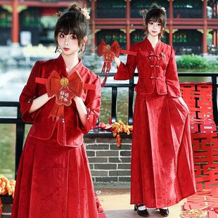 夏季薄款新中式大码敬酒服改良汉服新娘订婚礼服胖妹妹显瘦出阁服