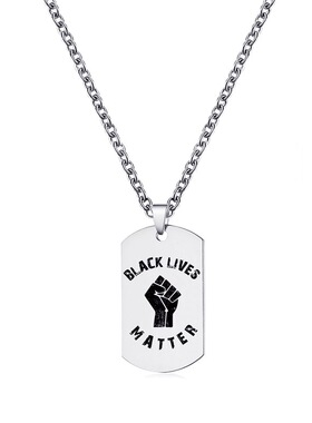 美国抗议 black lives matter 军牌项链狗牌个性力量吊坠配饰女