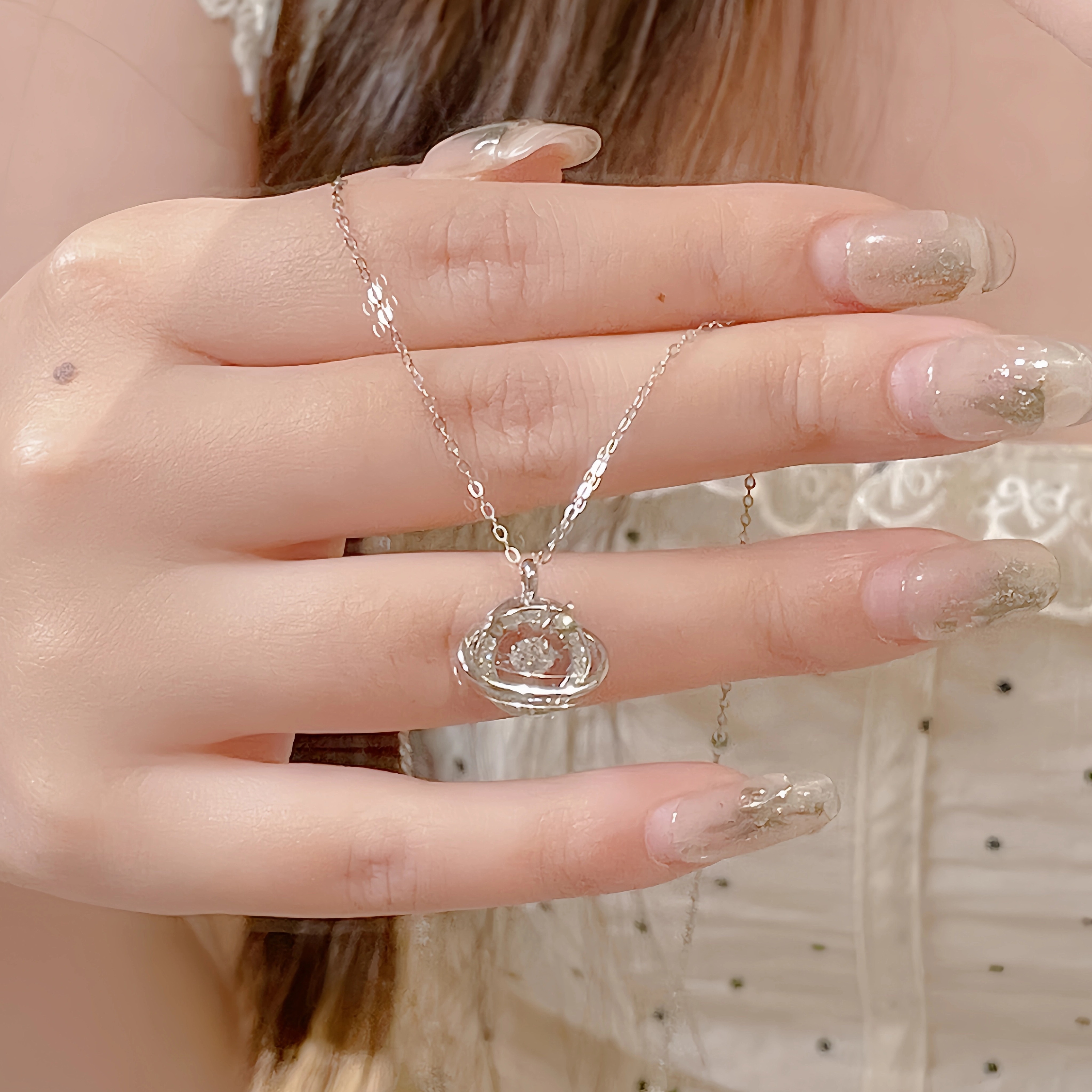 灵动星球项链女s999纯银生日礼物