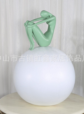 现代轻奢抽象人球艺术雕塑样板房客厅办公室创意软装桌面装饰摆件