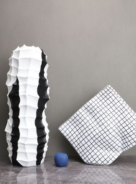 北欧创意树脂海草花器网格蓝苹果卧室书房客厅餐厅桌面饰品