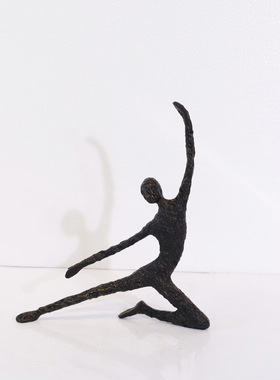 创意抽象黑色人物铸铁雕塑摆设别墅客厅书柜开放柜博古架软装摆件