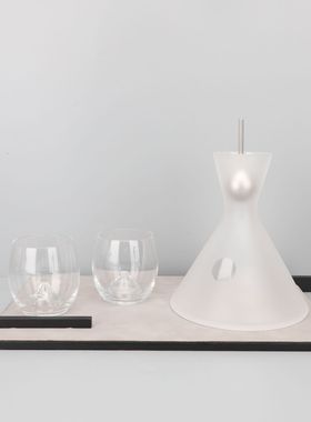 现代创意玻璃磨砂冰山壶样板房售楼部卧室书房客厅电视柜桌面饰品