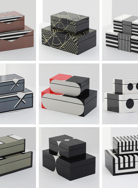 现代创意样板间装饰北欧首饰盒桌面摆件新房家居钢琴烤漆收纳盒