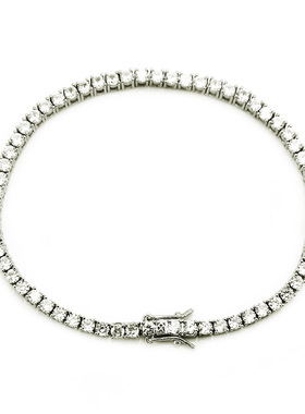 创意潮男铜镶锆石网球手链 欧美嘻哈简约手饰饰品tennis bracelet